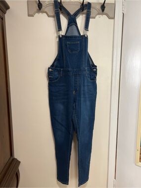 T&Y Fashion Women’s Denim Skinny Overalls – Size 2XL – Dark Wash